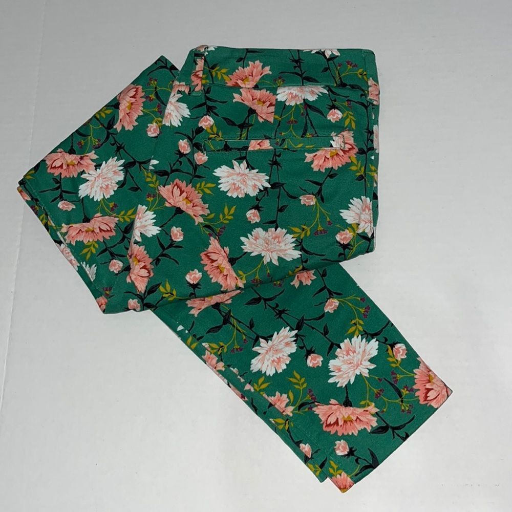 Old Navy Floral Cotton Skinny Jeggings Green Pink Yellow Purple SIZE 0